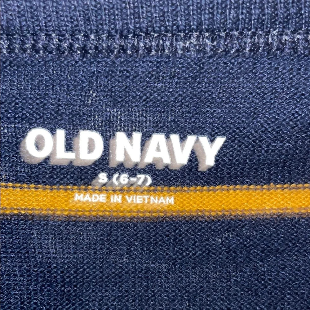 Navy Sweater long sleeve tee with Yellow Stripes - Picture 5 of 6